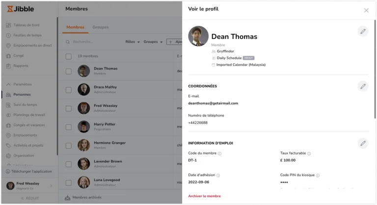 Person's profile information